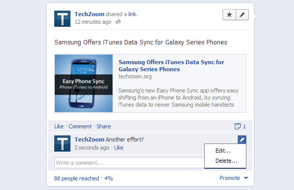 Facebook New Feature: Now you can edit Comments