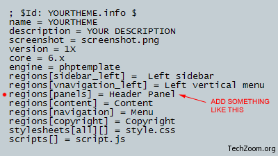 drupal-region-artisteer-02 Modifying INFO File