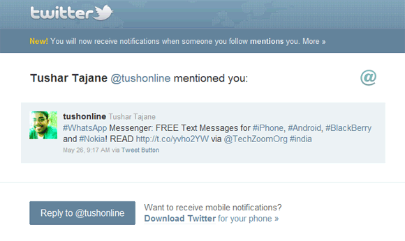 Twitter New Feature: Email Alert for @ Mentions, Retweet and Favorites