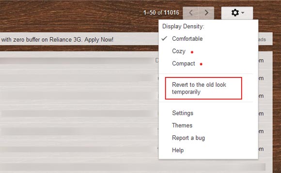 Easily revert back to Gmail's Old Look from New Cool Interface Easily revert back to Gmail's Old Look from New Cool Interface