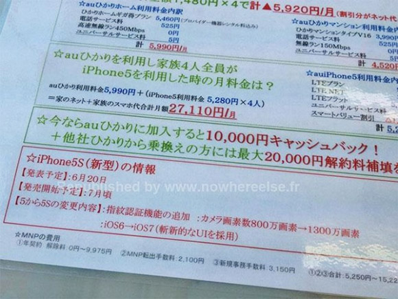 Leaked document shows iPhone 5S launch on June 20