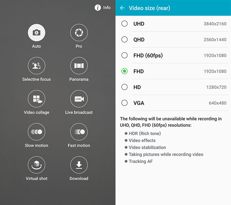 Camera Modes In Note 5