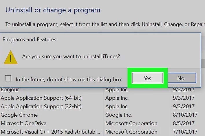 Uninstall iTunes From Windows 10