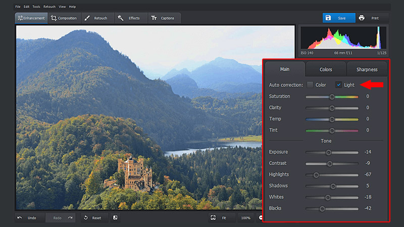 Quick Fix: Auto Lighting Correction In PhotoWorks